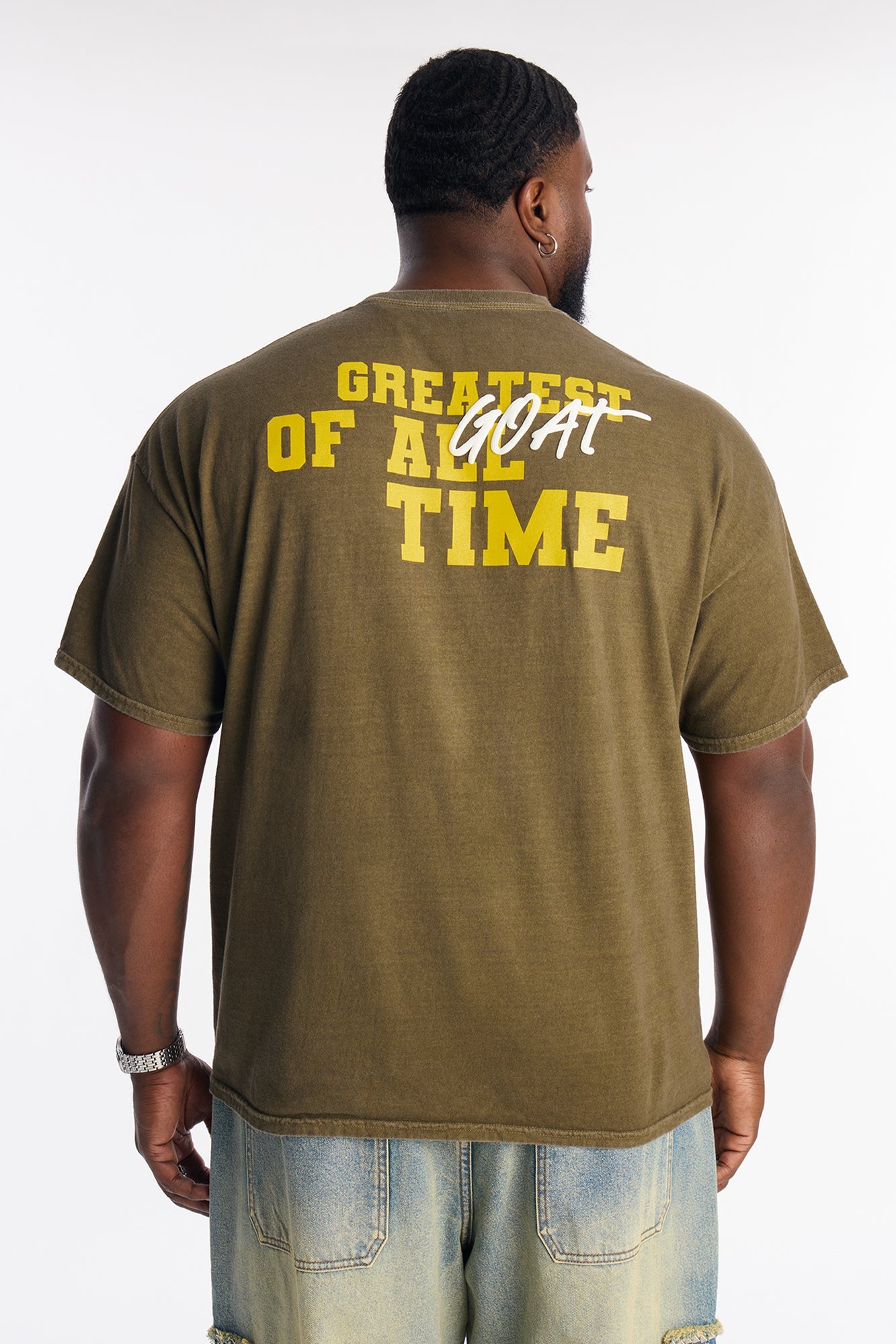 Oversized Muhammad Ali Greatest Of All Time Short Sleeve Tee - Olive