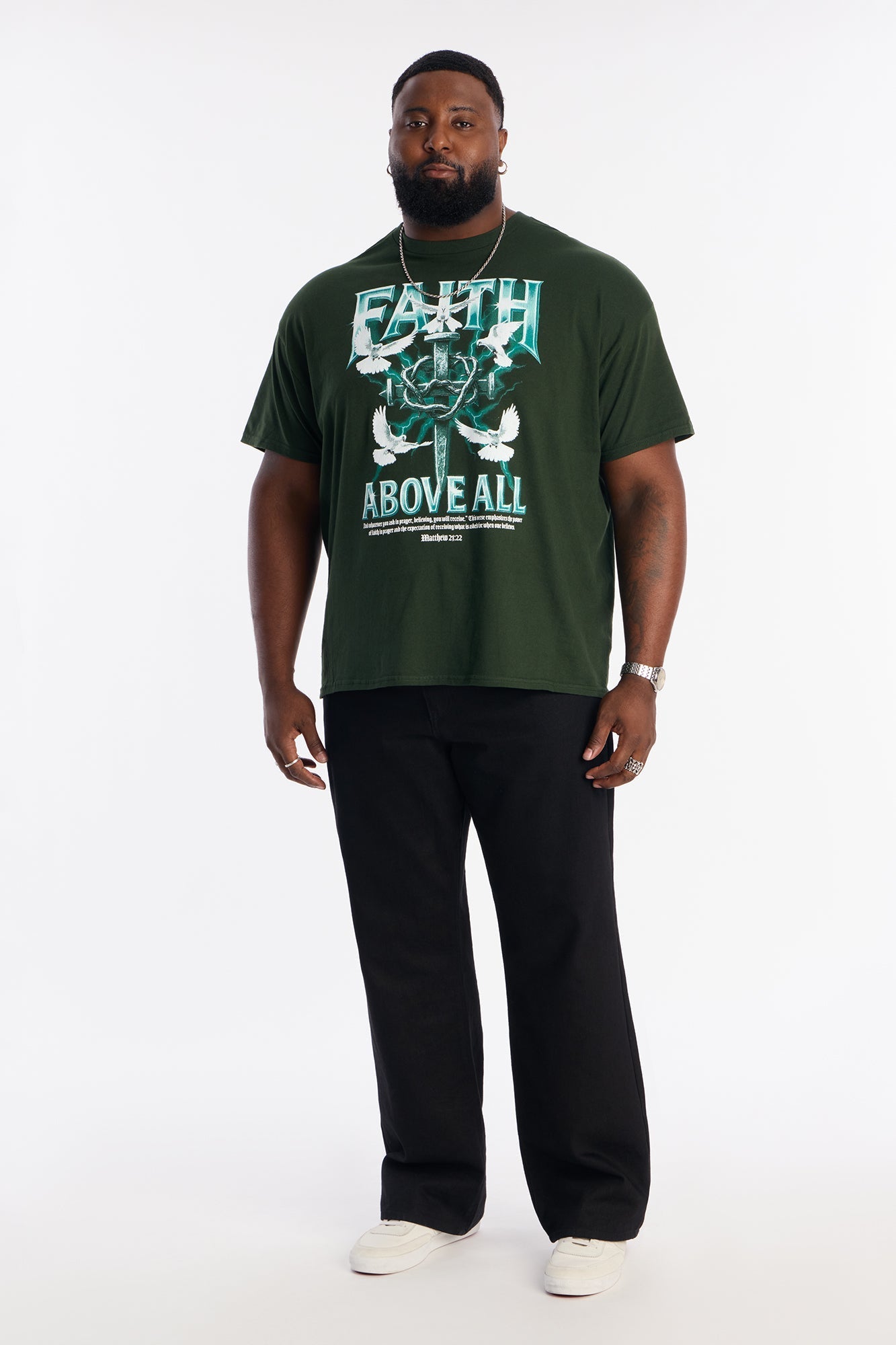 Faith Above All And Forever Short Sleeve Tee - Green