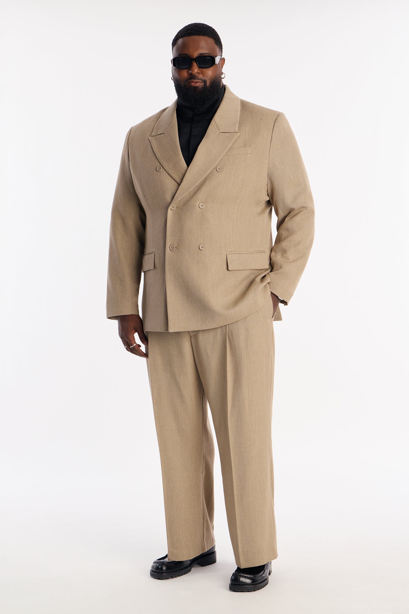 Relaxed Double Breasted Galaxy Blazer - Taupe