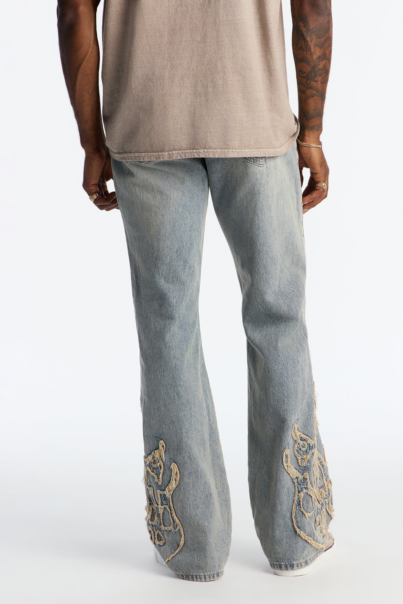 Stacked Slim Flare Heat Fray Jean - Light Wash