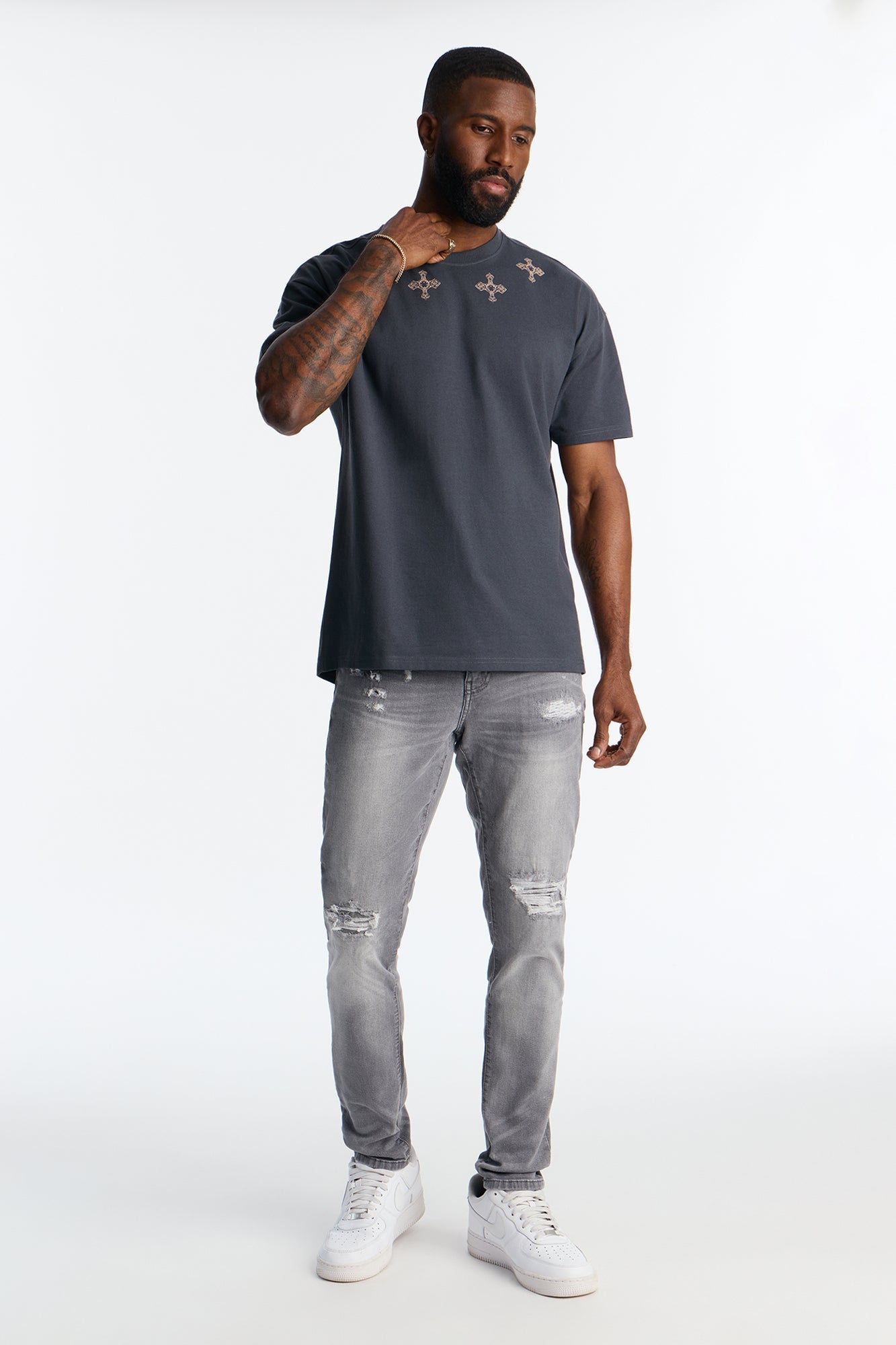 Skinny Distressed Bushwick Jeans - Grey