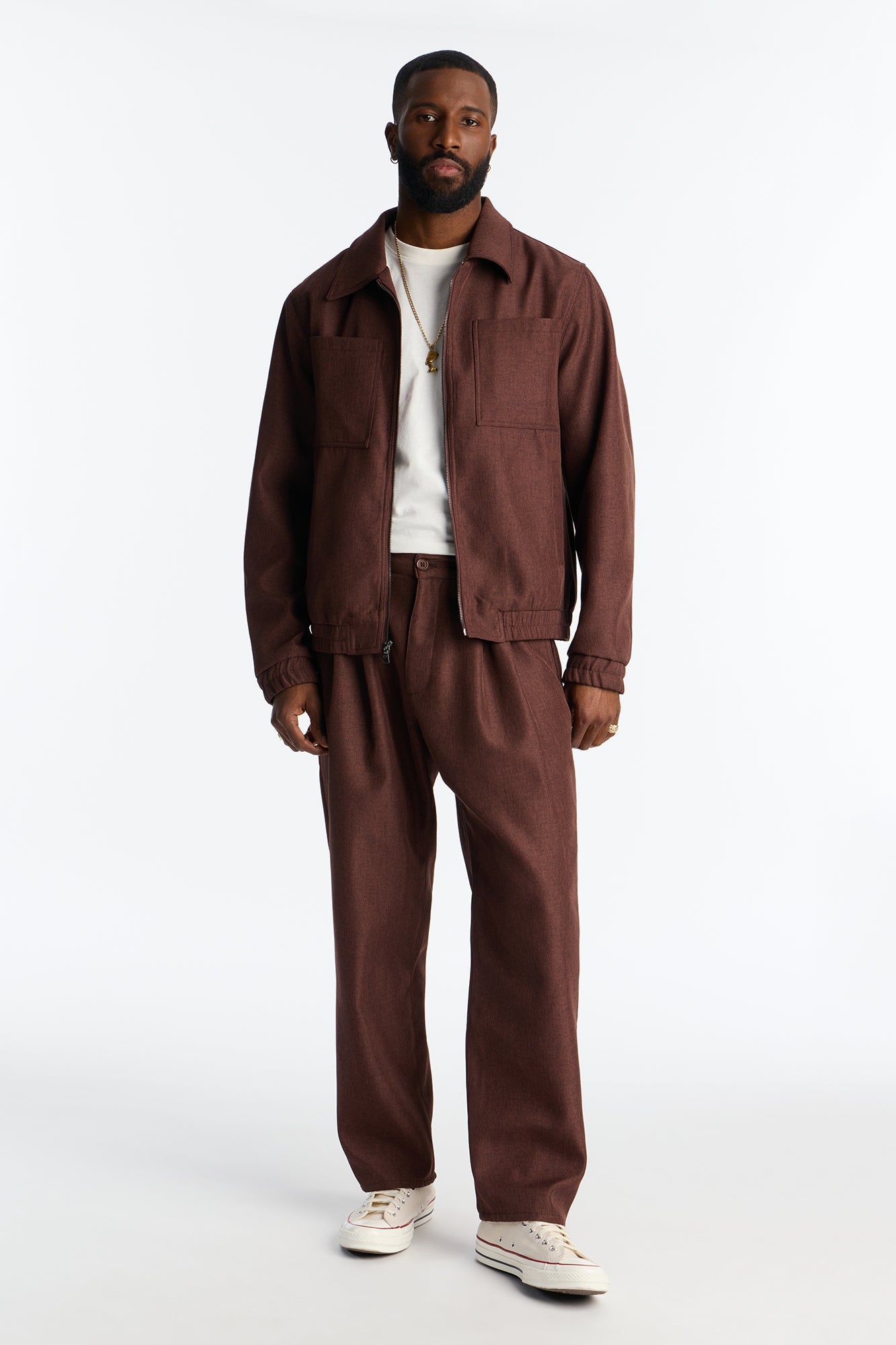 Relaxed Zip Tone Jacket - Brown