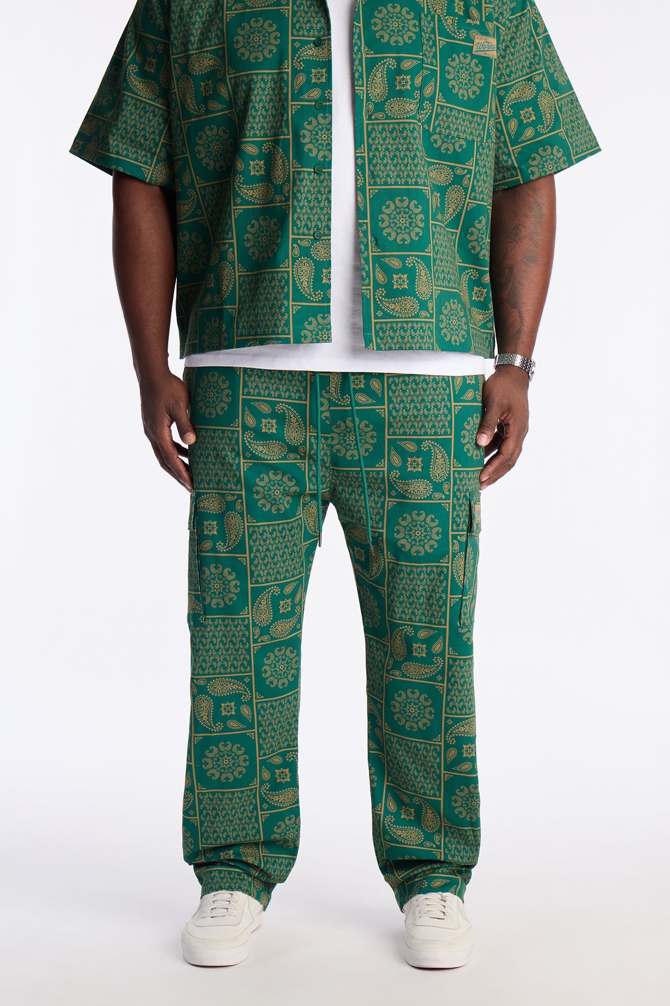 Slim Clinton Hill Mosaic Twill Cargo Pant - Green