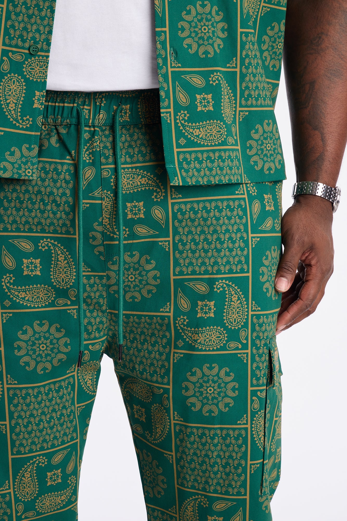 Slim Clinton Hill Mosaic Twill Cargo Pant - Green