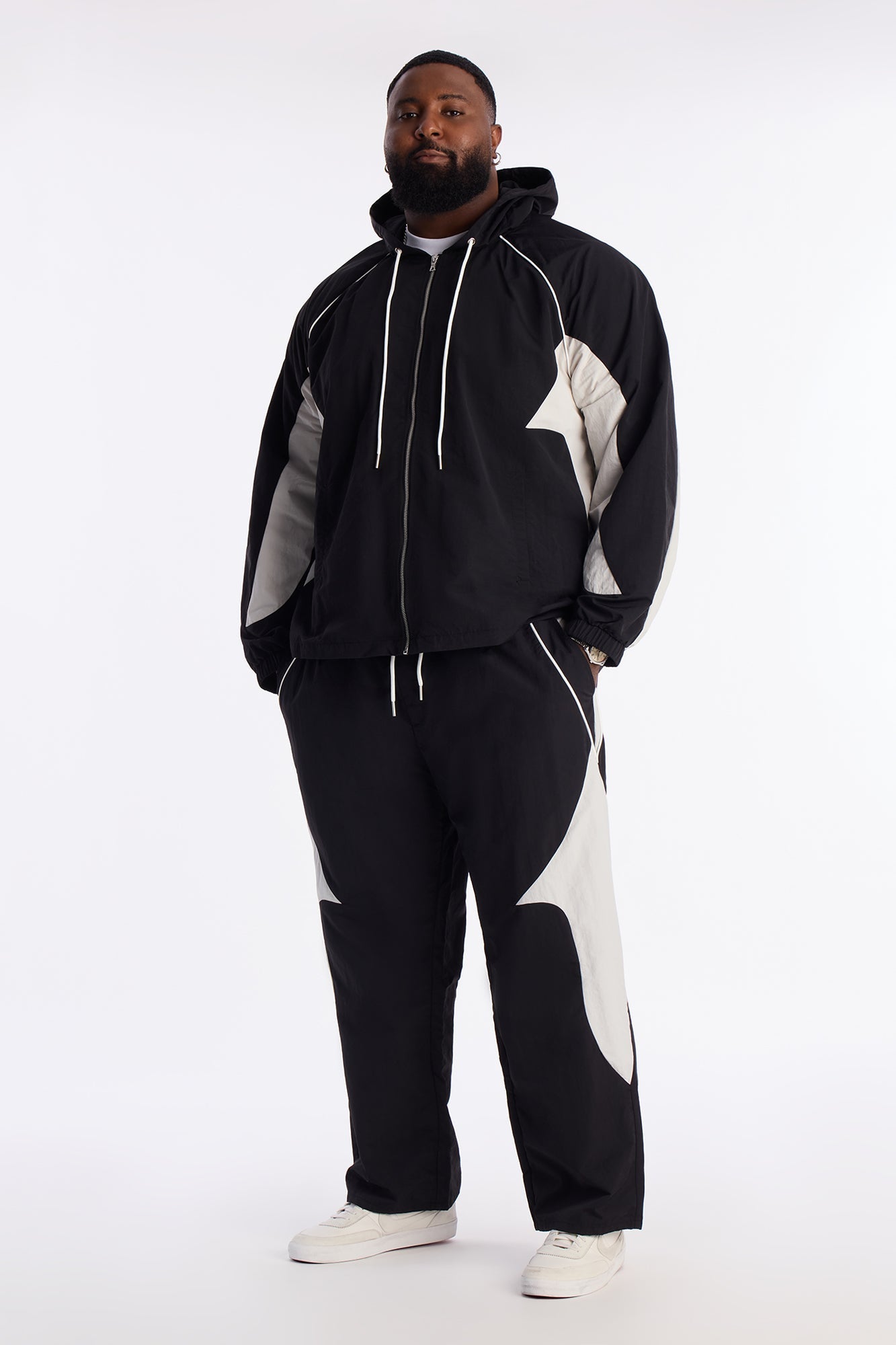 Relaxed Aura Coded Hooded Track Jacket - Black
