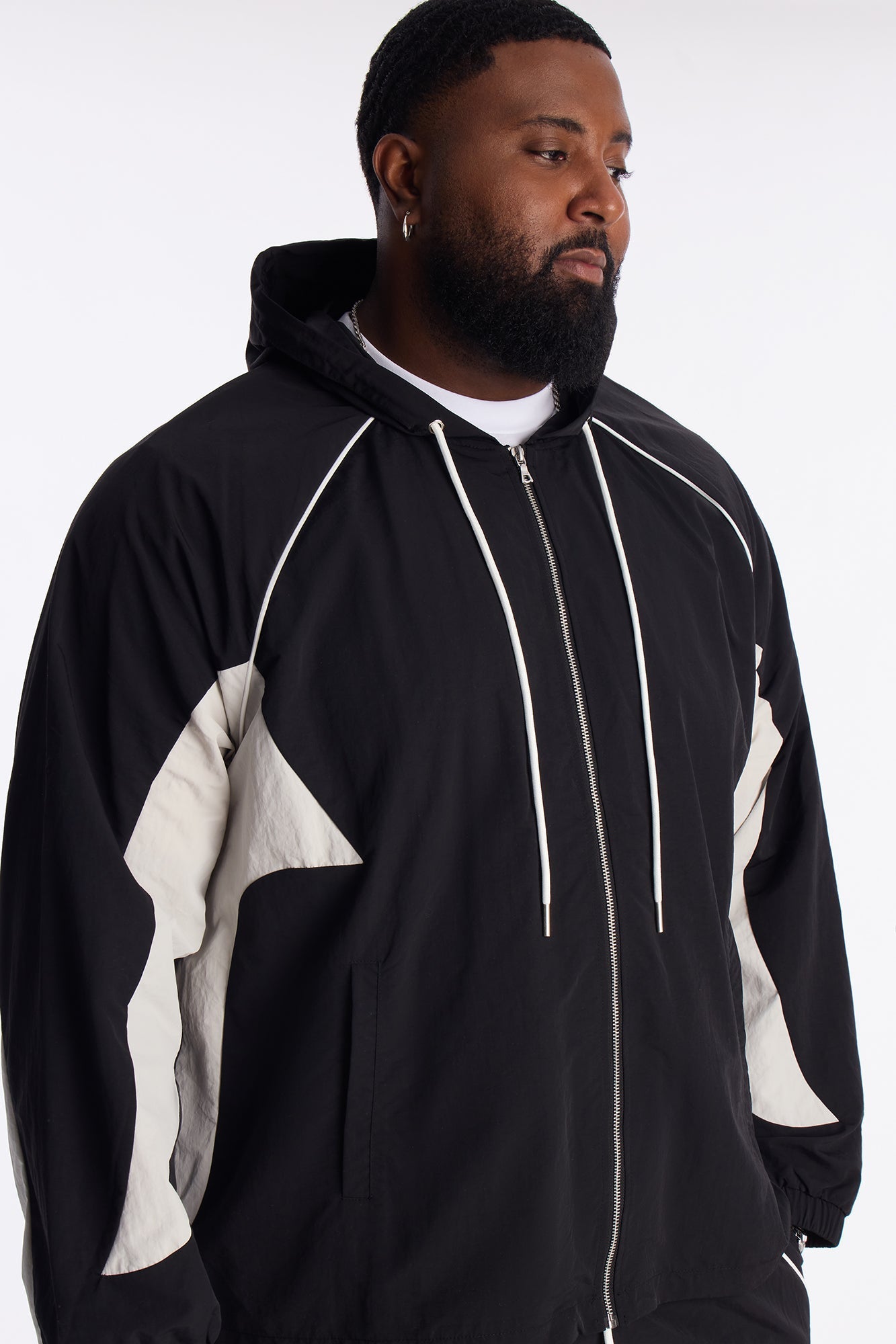 Relaxed Aura Coded Hooded Track Jacket - Black