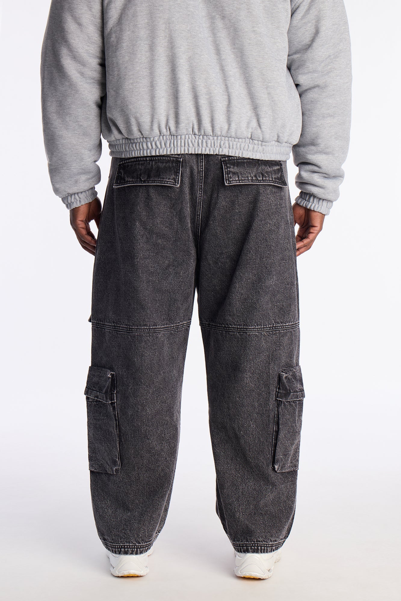 Baggy Pass It Over Cargo Jean - Black Wash
