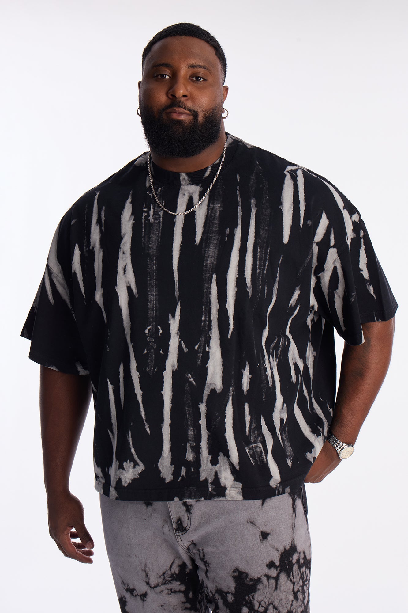 Boxy Brushstroke Tee - Black