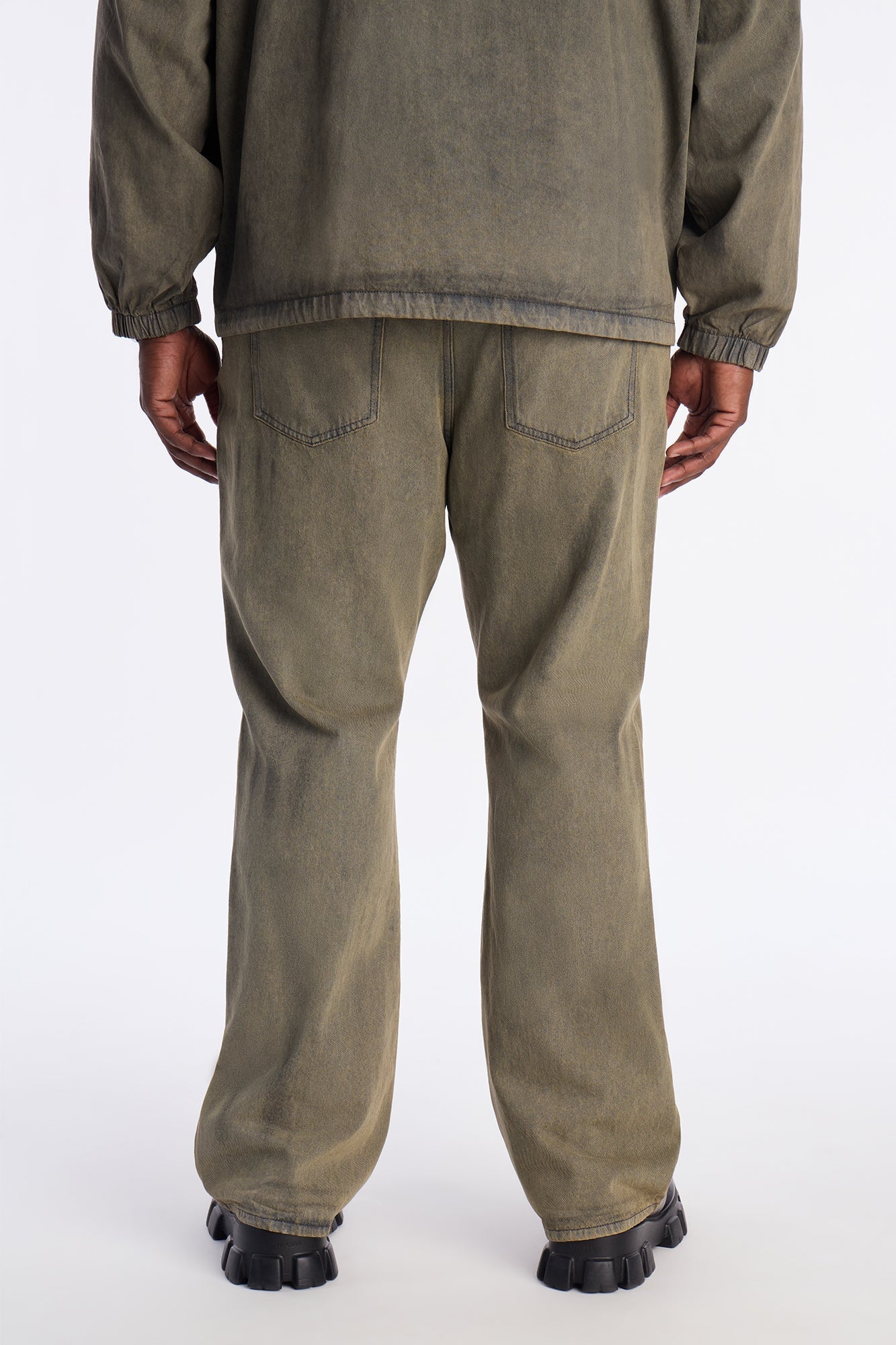 Stacked Slim Flare Dune Jean - Olive