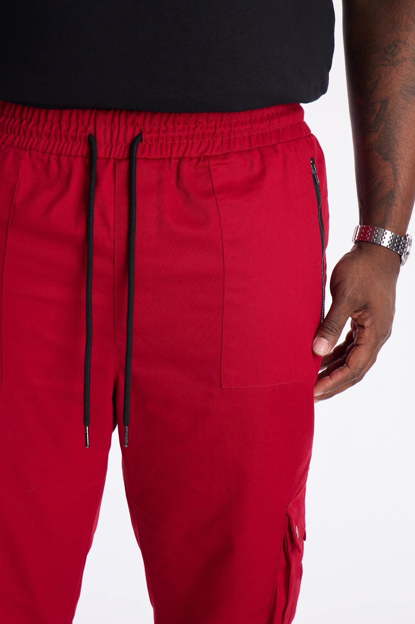 Roaming Twill Cargo Pants - Red