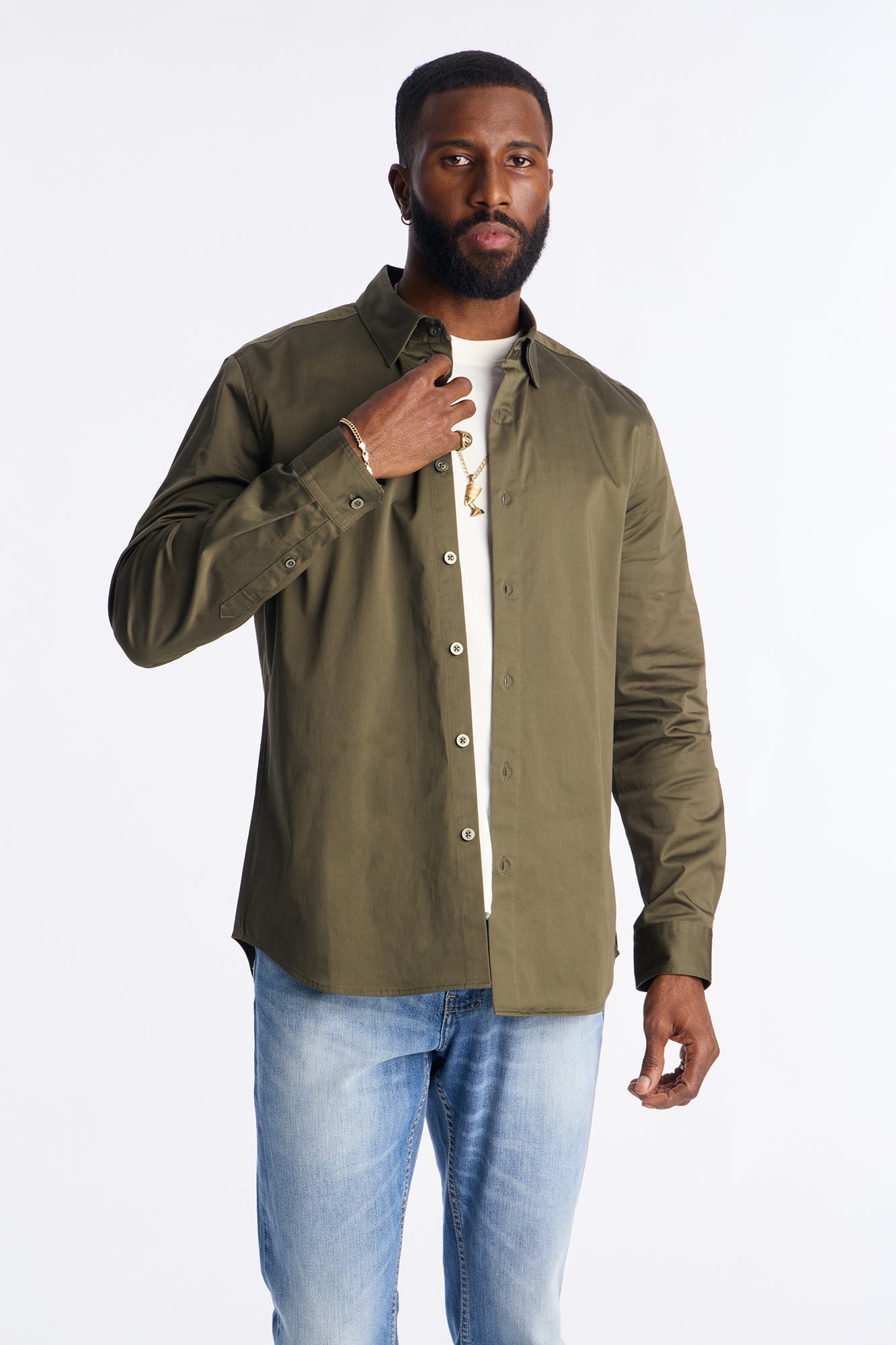 Luxe Stretch Dress Shirt - Olive