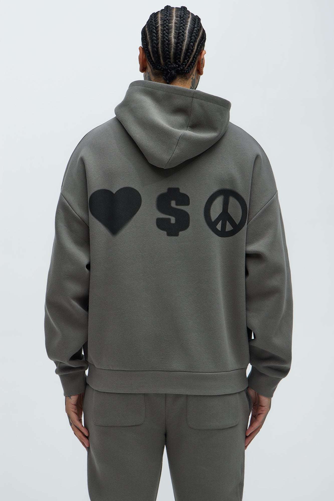 Tyson Spray Paint Oversized Hoodie - Grey/combo