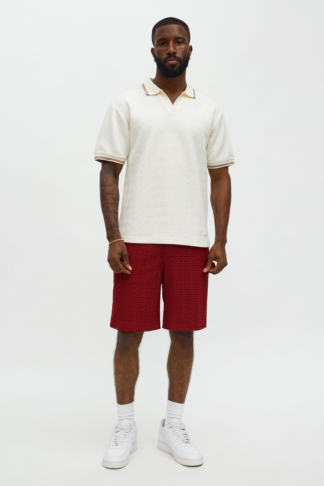 Versailles Grid Polo - Cream
