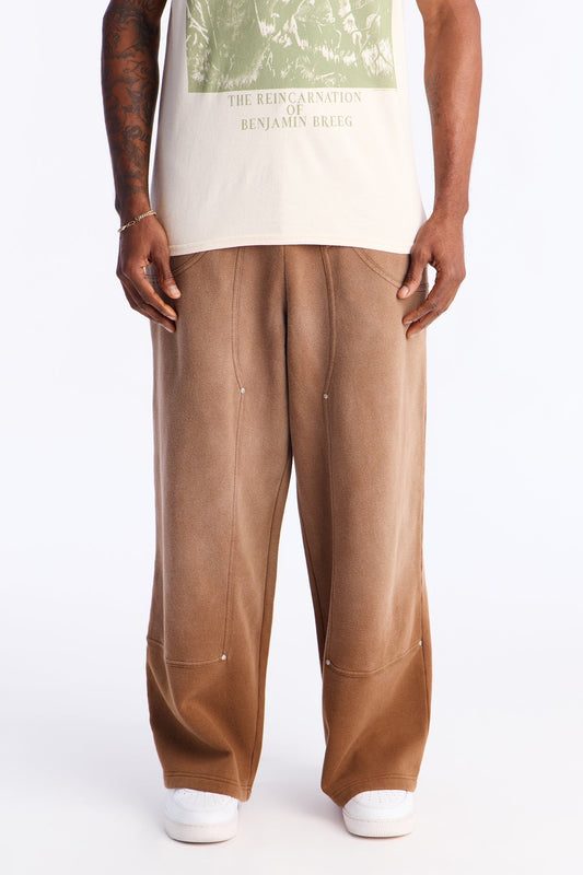 Wide Leg Carpenter Sweatpants - Brown