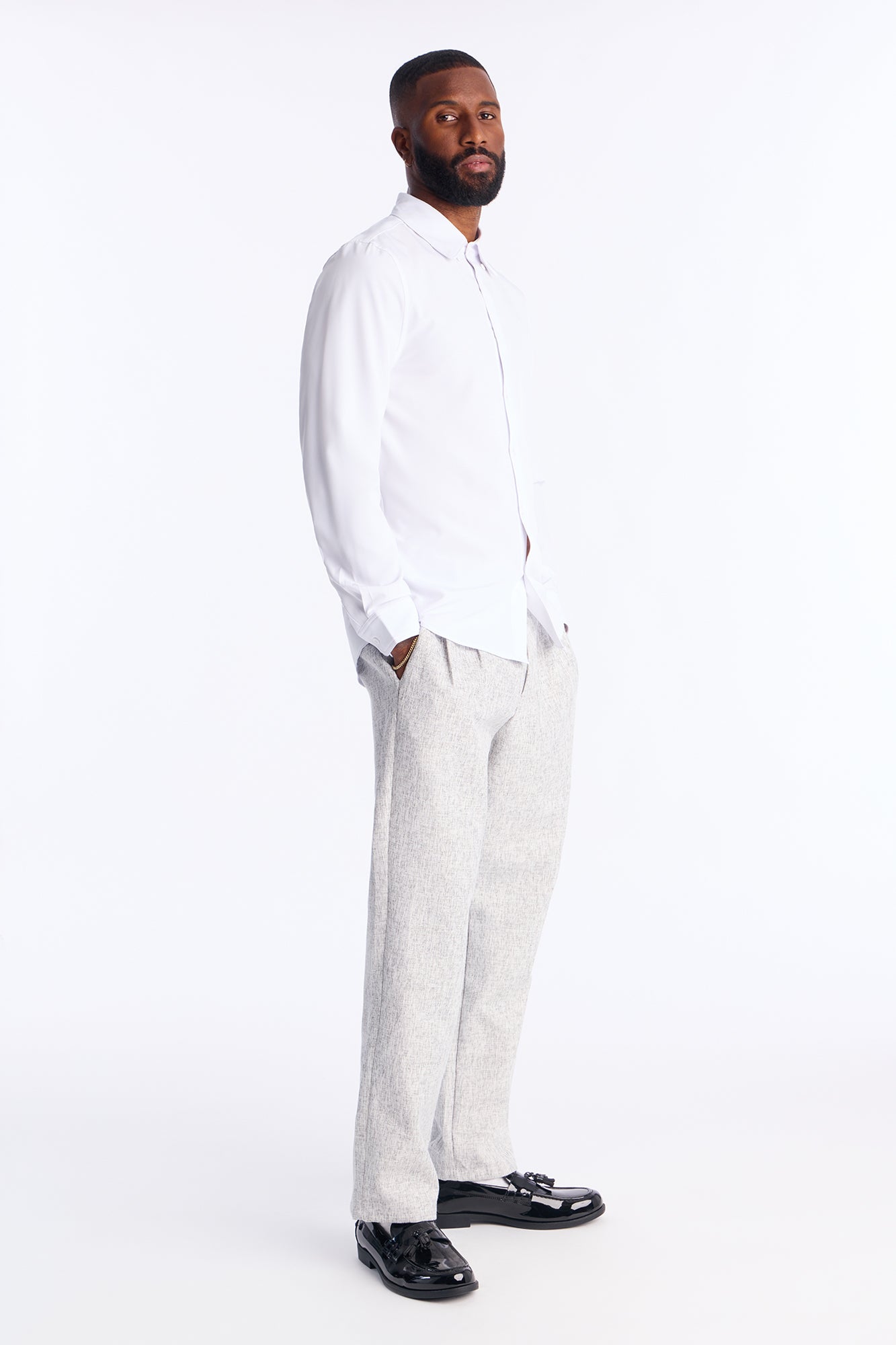 Straight Bleeker Pleated Trouser - Cream