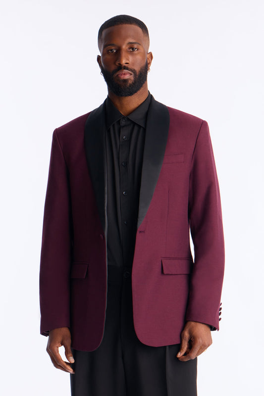 Belcourt Shawl Collar Blazer - Burgundy