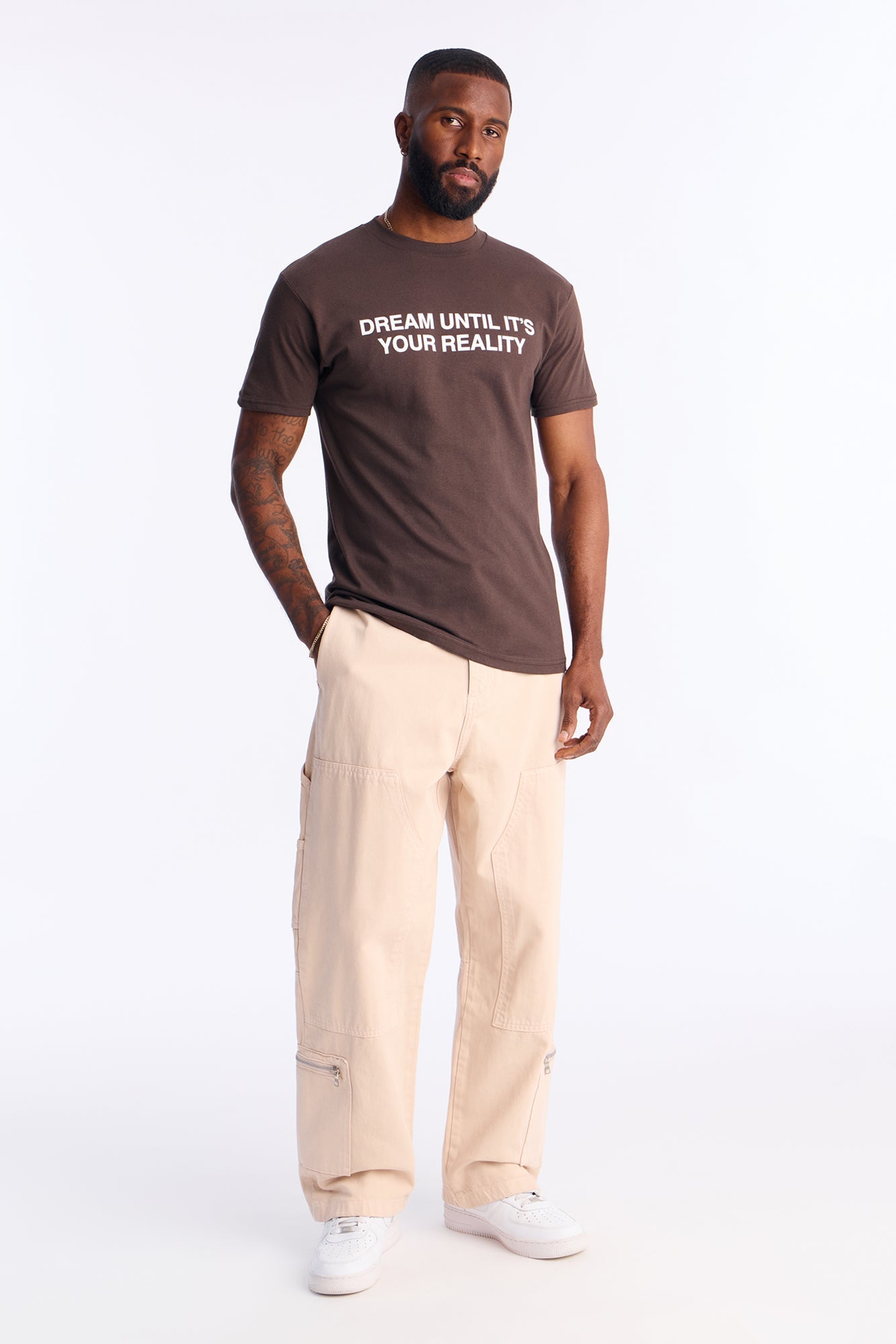Dream Until Its Your Reality Short Sleeve Tee - Brown