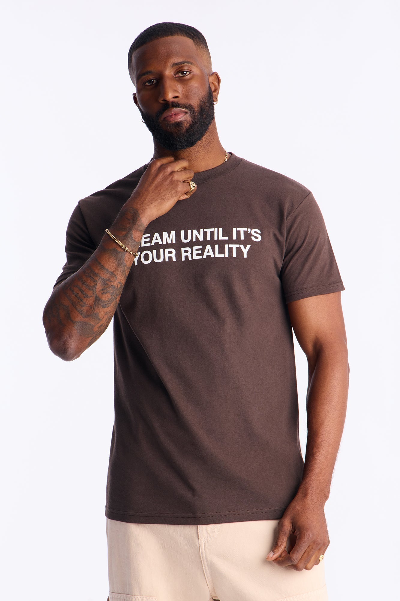 Dream Until Its Your Reality Short Sleeve Tee - Brown