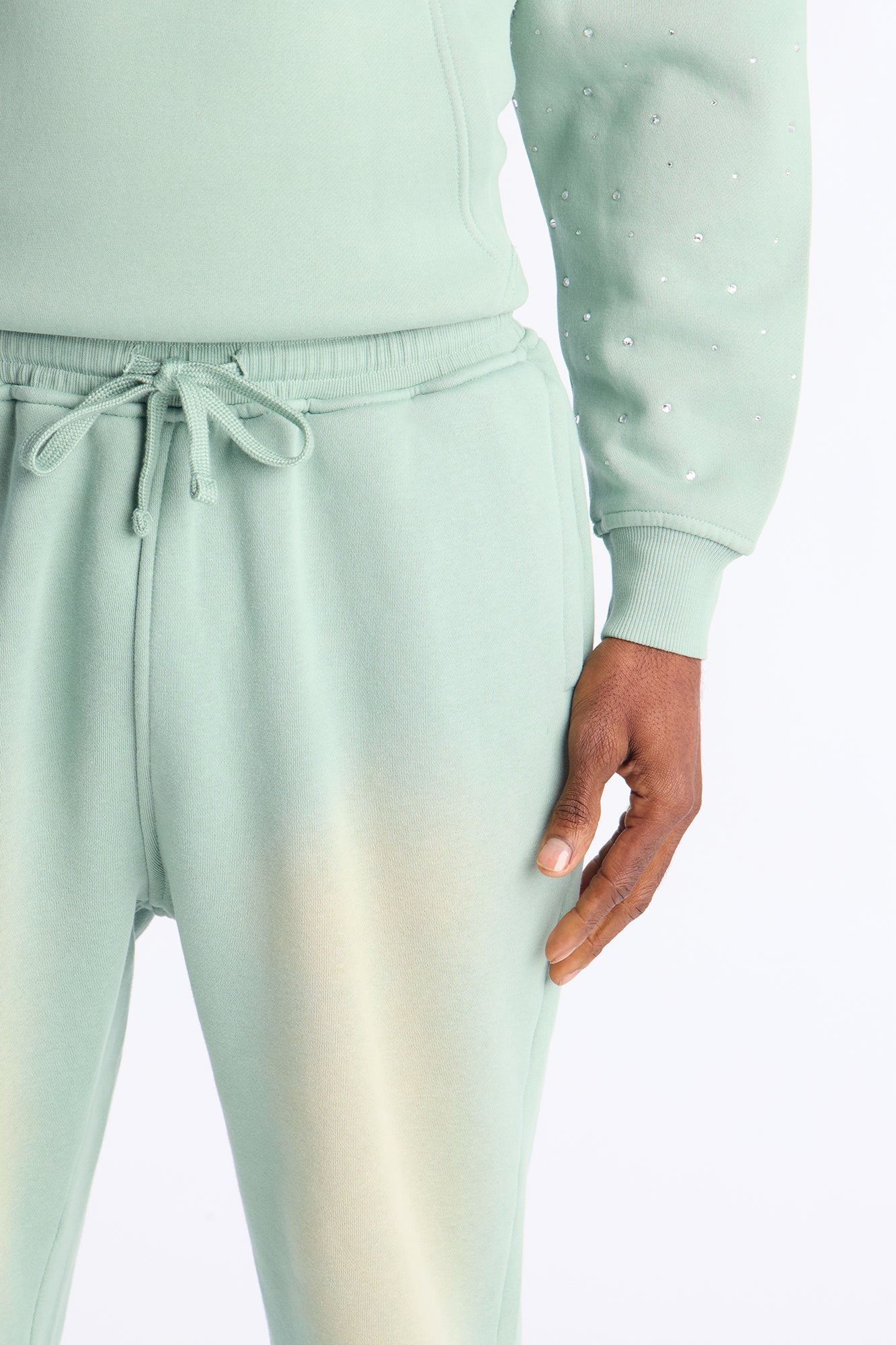 Run Them Rhinestones Relaxed Sweatpants - Sage