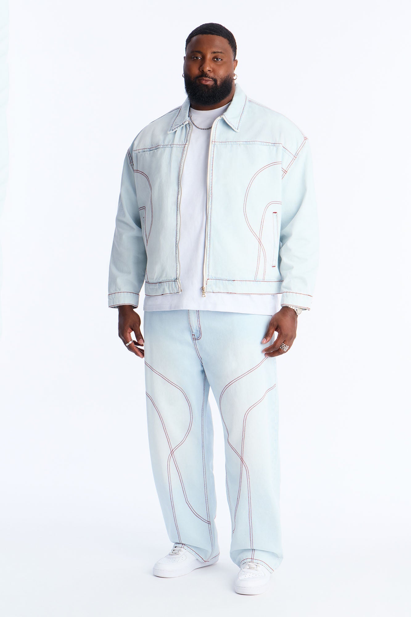 Baggy Thick Thread Jean - Light Wash