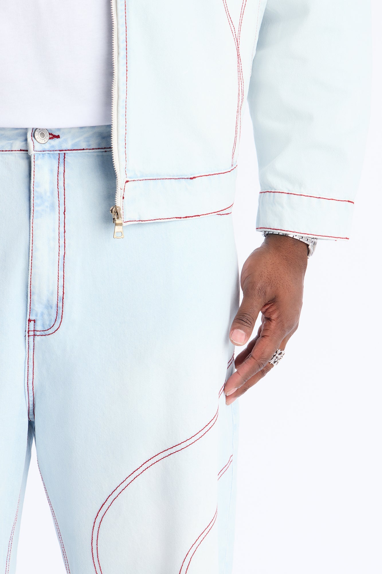 Baggy Thick Thread Jean - Light Wash