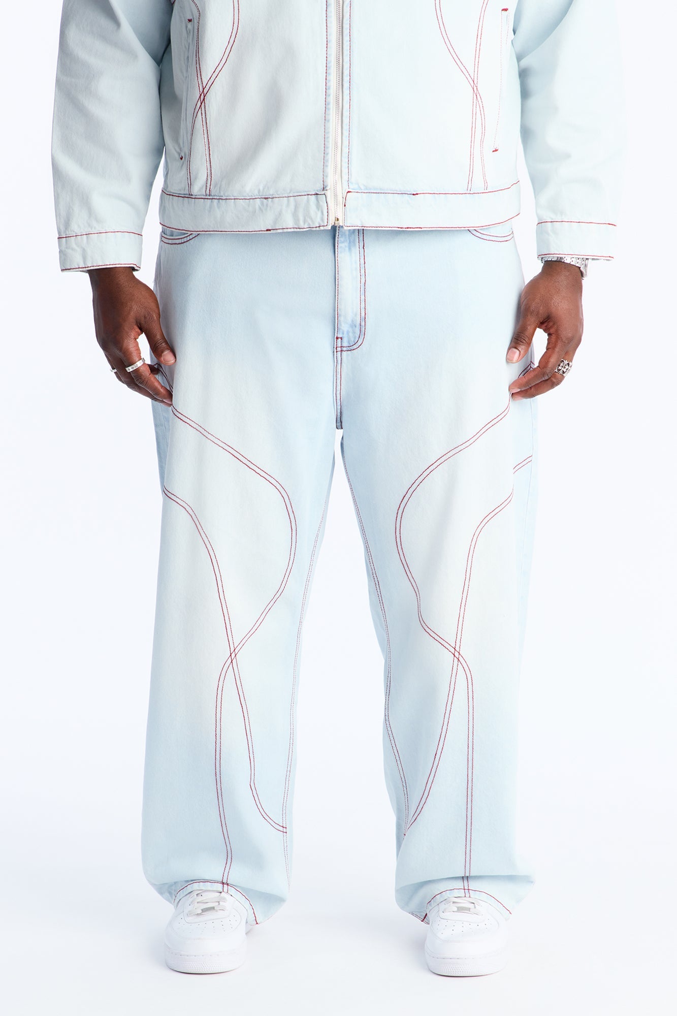 Baggy Thick Thread Jean - Light Wash