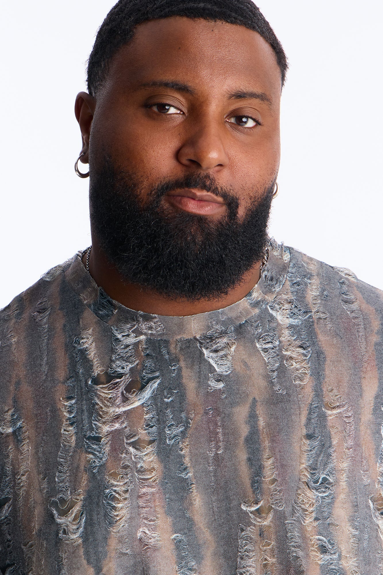 Fragmented Realism Distressed Tee - Brown