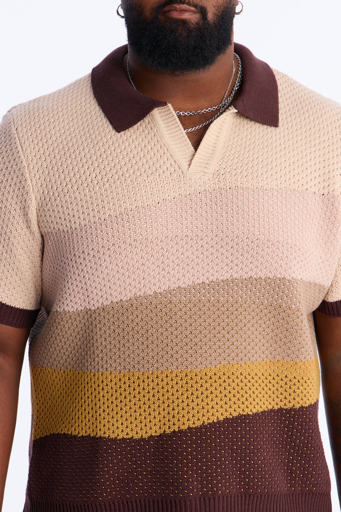 Grove Knitted Johnny Collar Shirt - Brown