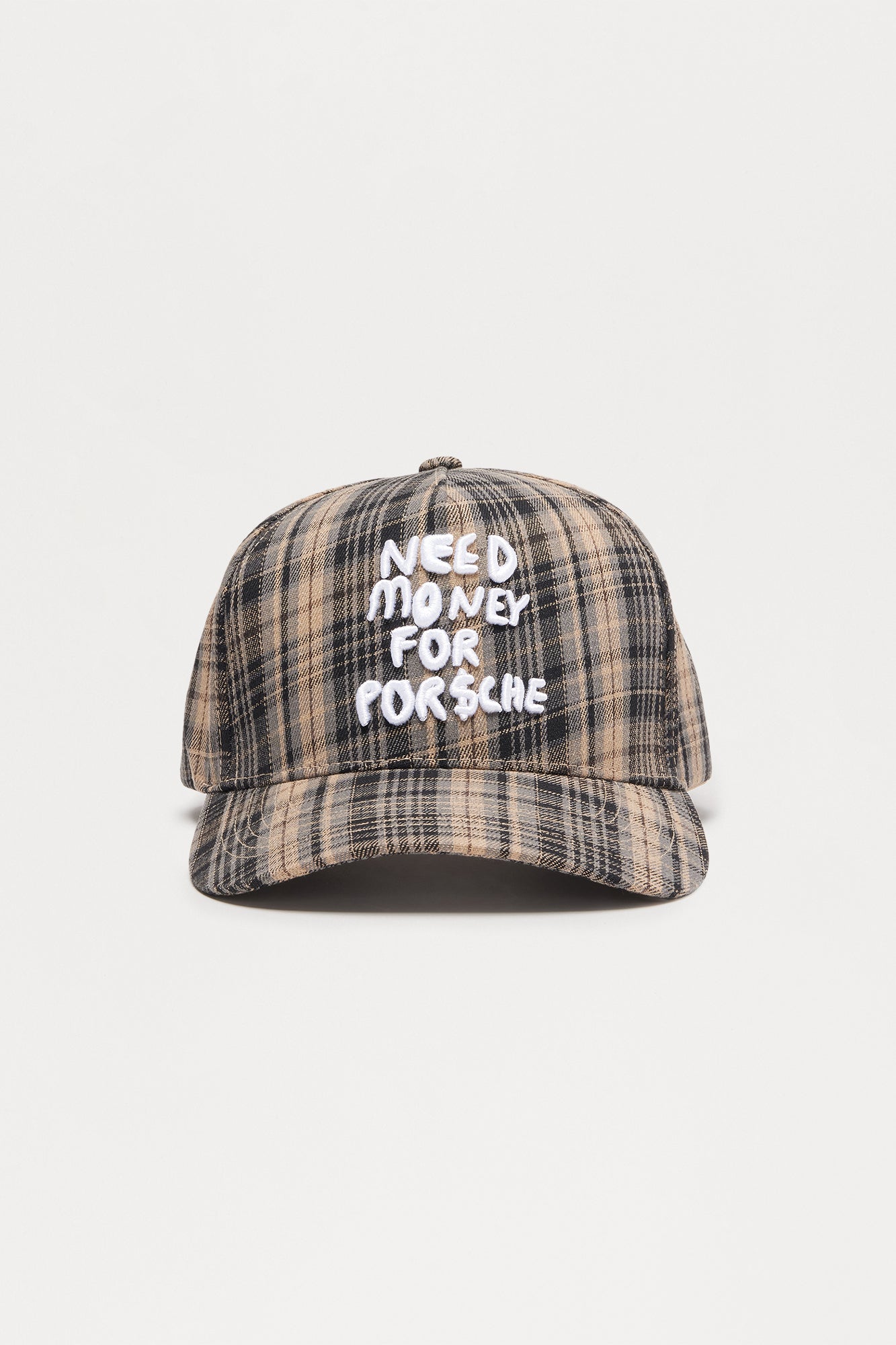 Need Money Structured Flannel Snapback Hat - Tan