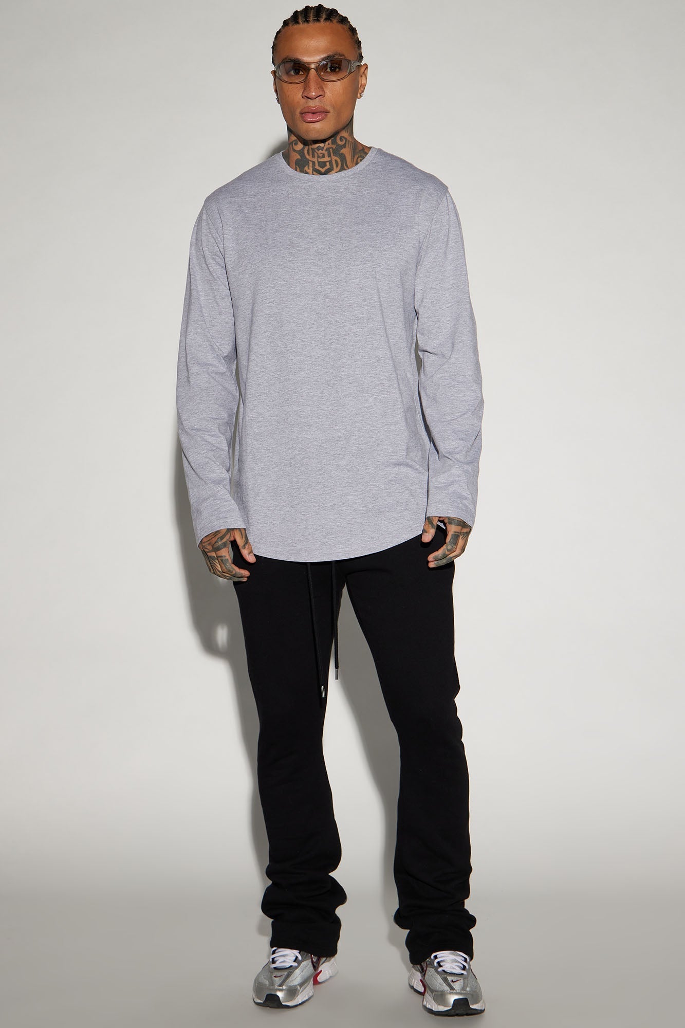 Essential Long Sleeve Scallop Tee - Grey