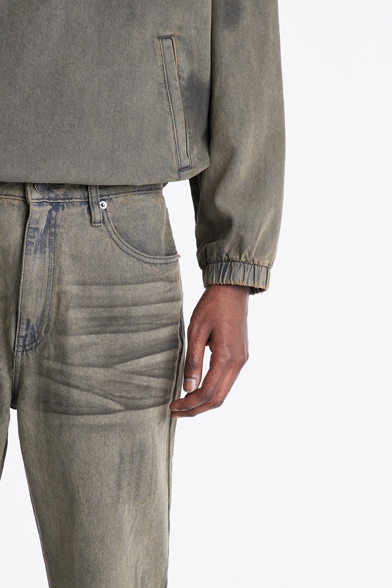 Stacked Slim Flare Dune Jean - Olive