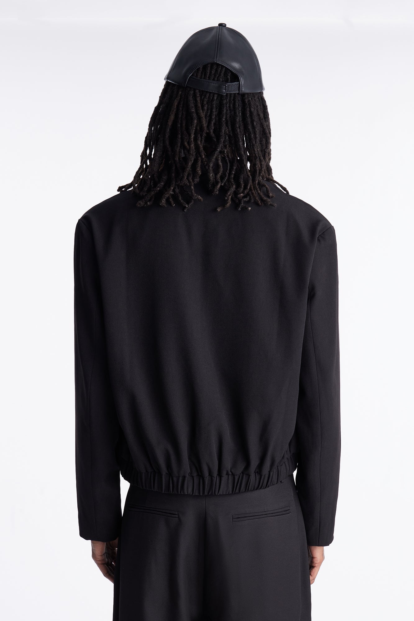 Cropped Strikeout Blazer Bomber Jacket - Black
