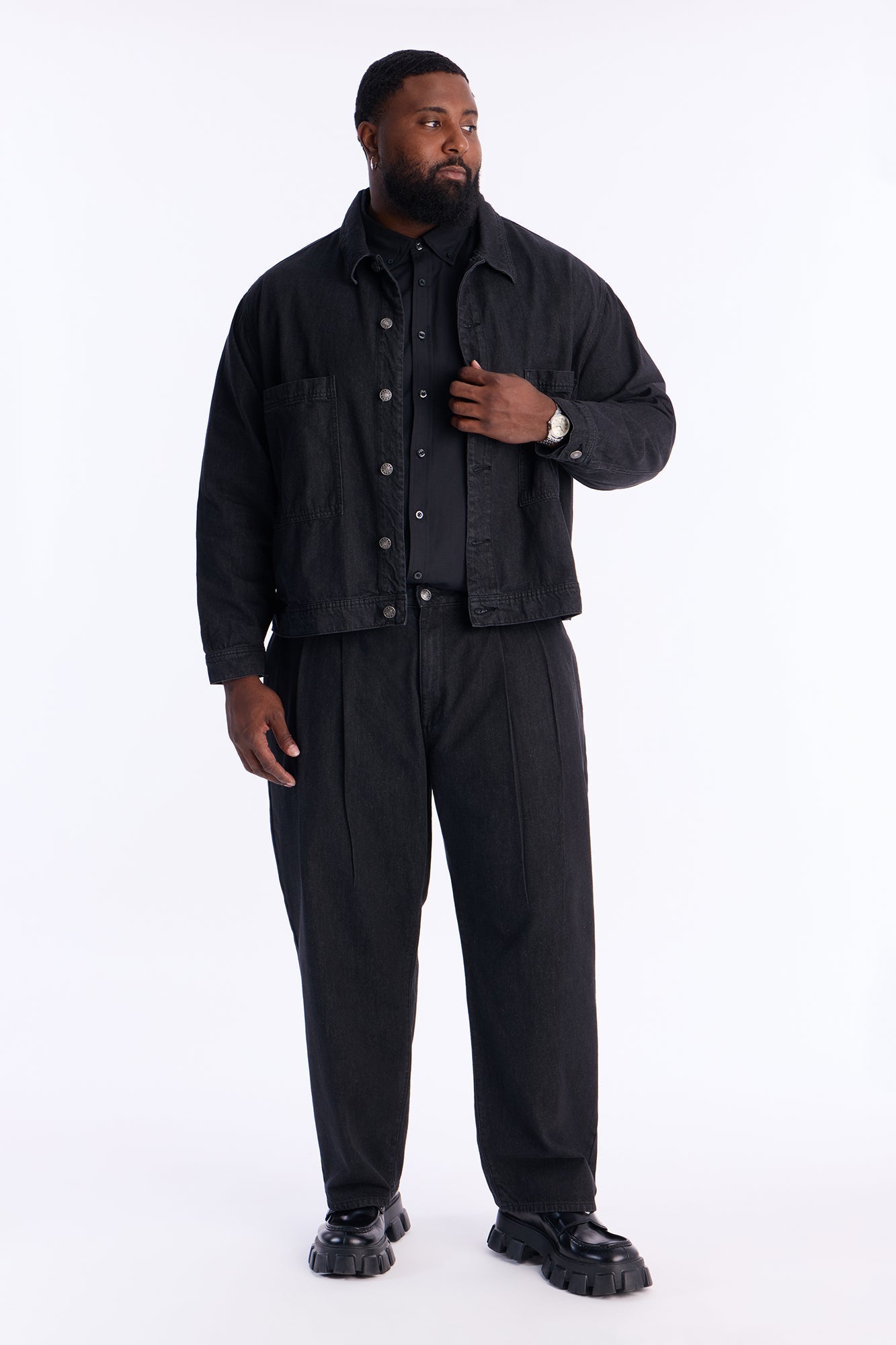 Barrel Aime Pleated Jean - Black Wash