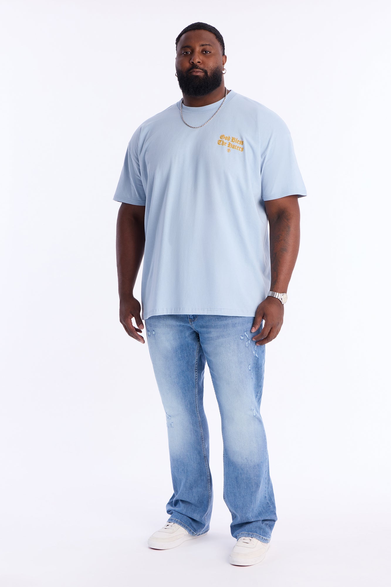 God Bless Whoever Hating On Me Short Sleeve Tee - Light Blue