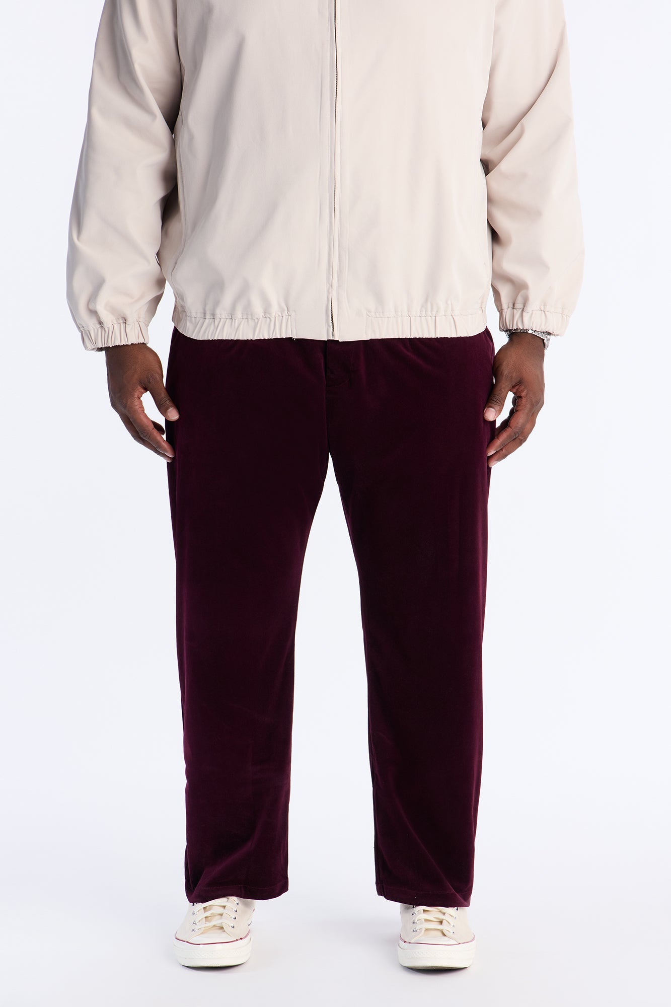 Straight Lincoln Park Textured Trouser - Burgundy