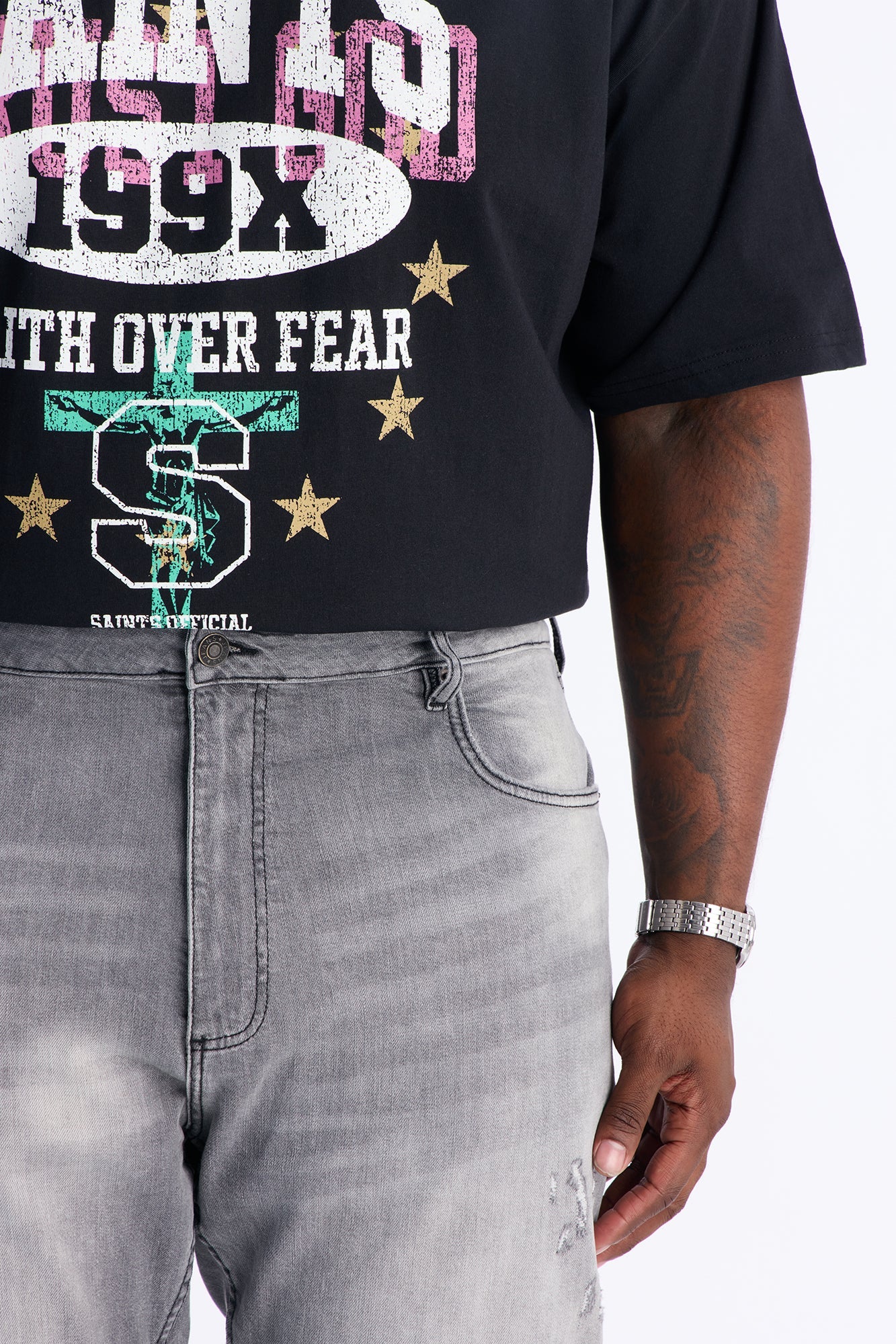 Stacked Skinny Flare Take My Time Jean - Grey