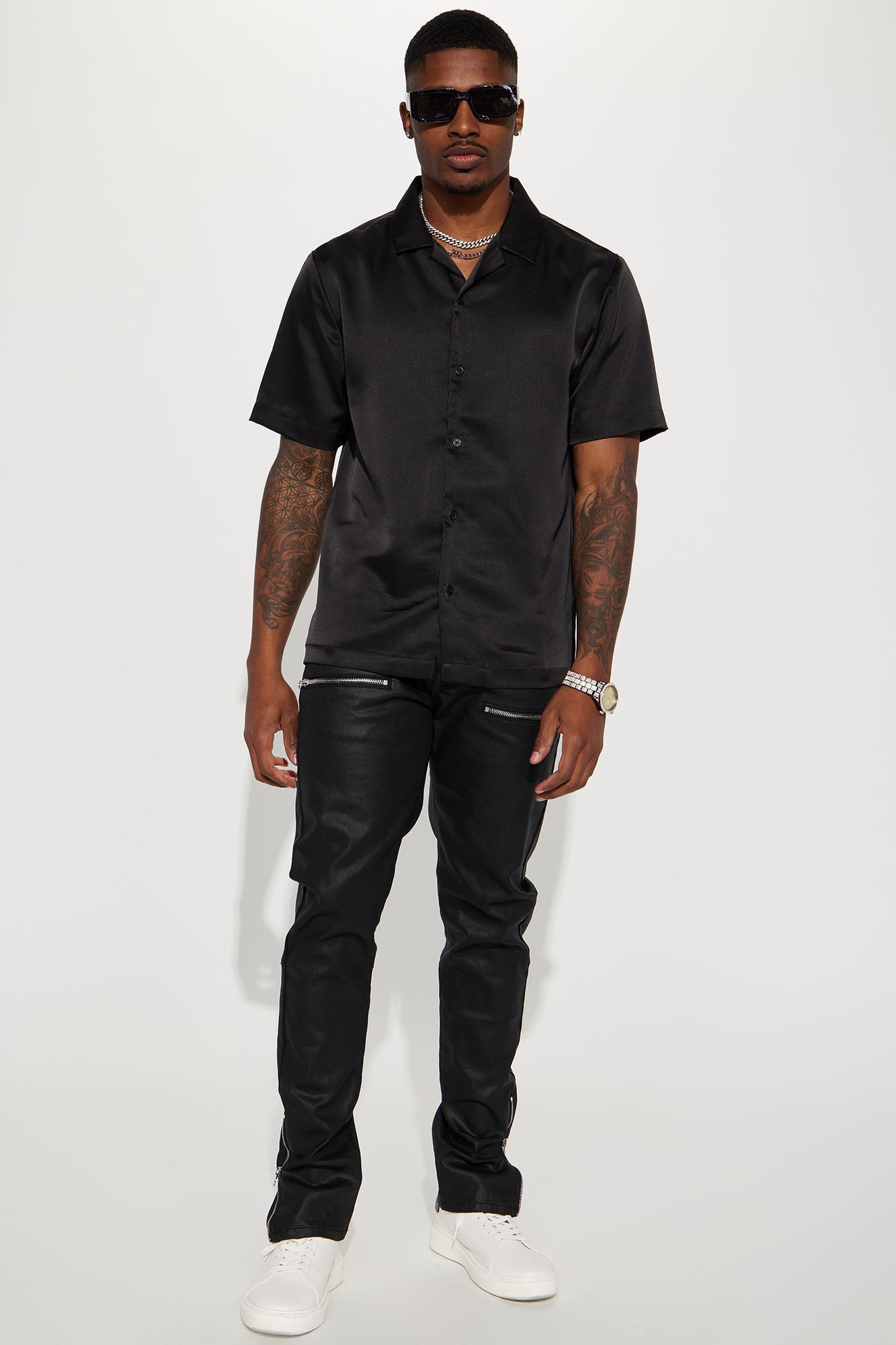 Keeping It Cool Waxed Skinny Pants - Black