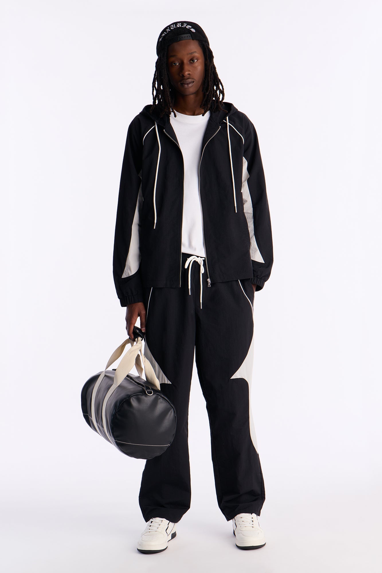 Relaxed Aura Coded Hooded Track Jacket - Black