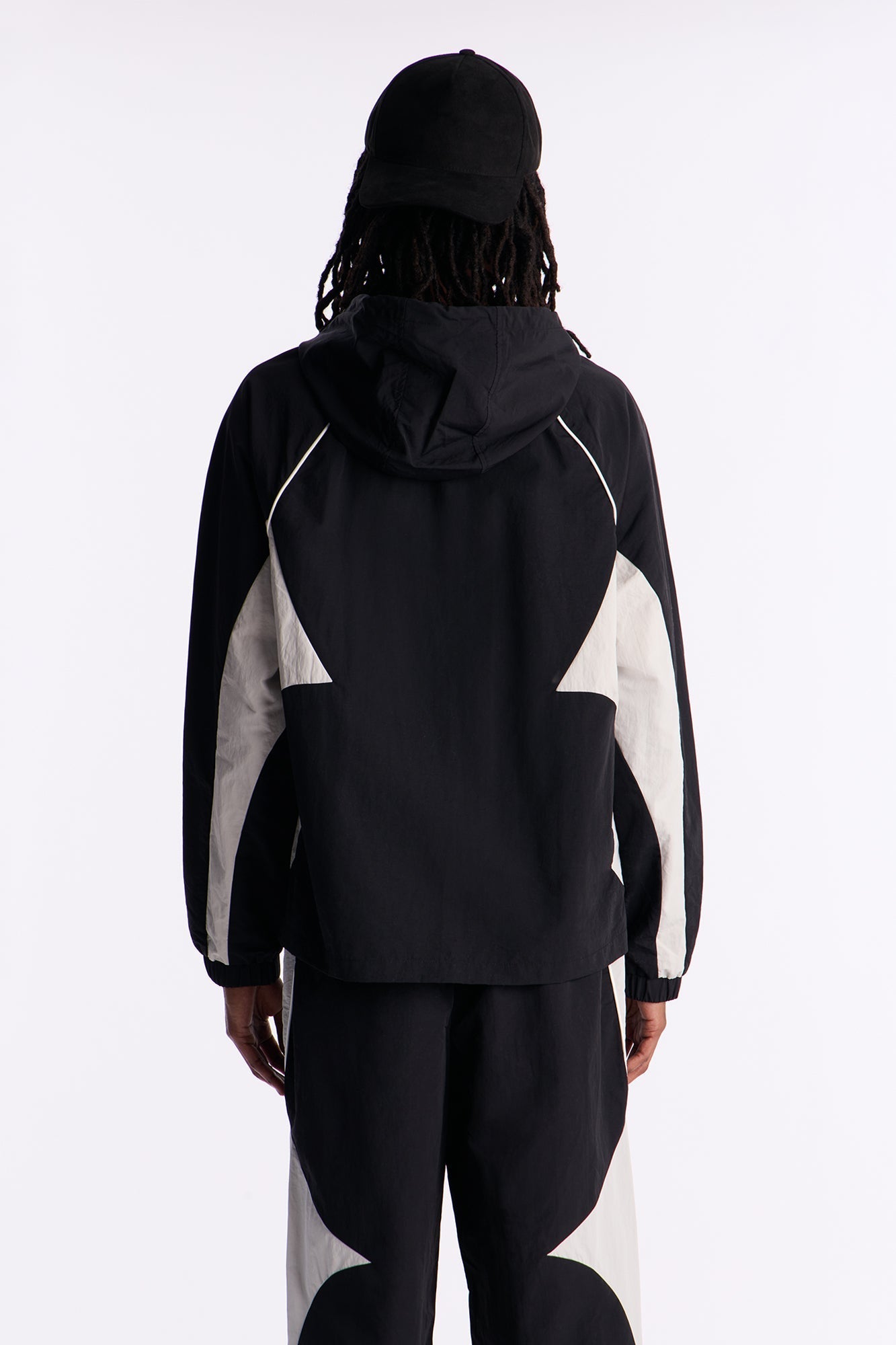 Relaxed Aura Coded Hooded Track Jacket - Black