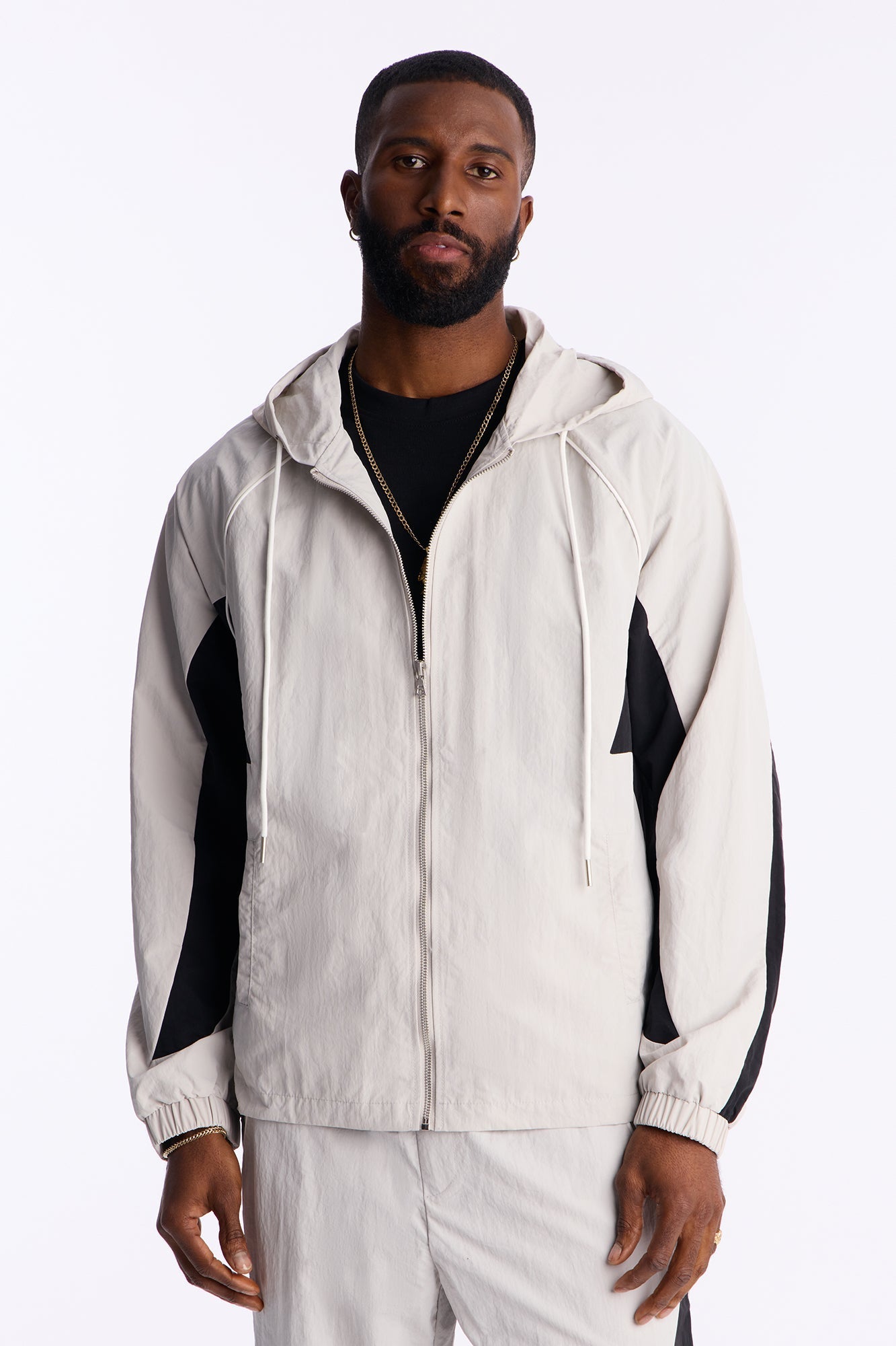 Relaxed Aura Coded Hooded Track Jacket - Silver