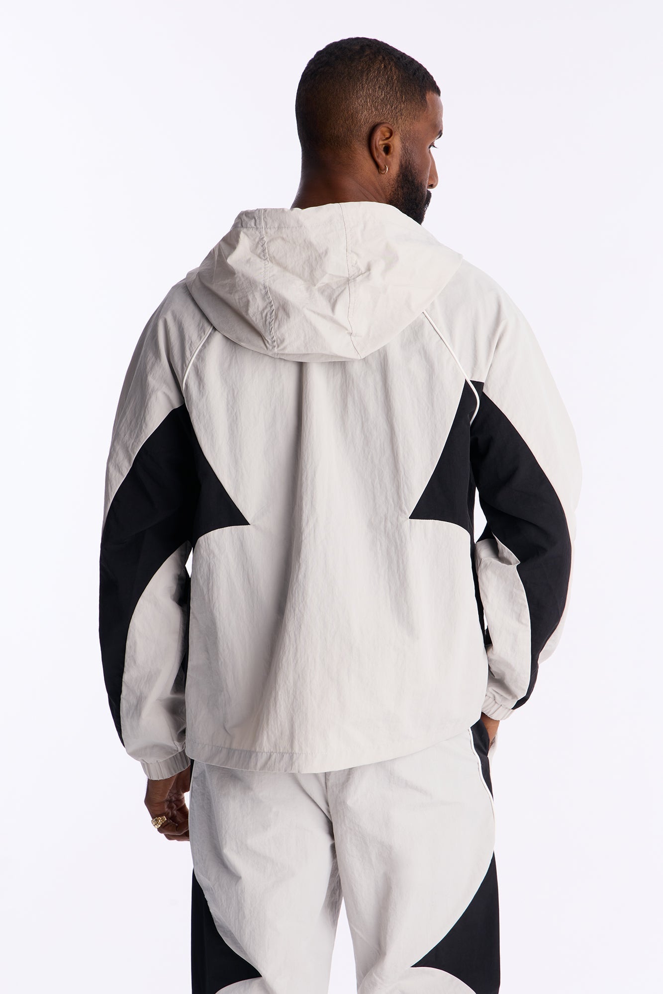 Relaxed Aura Coded Hooded Track Jacket - Silver