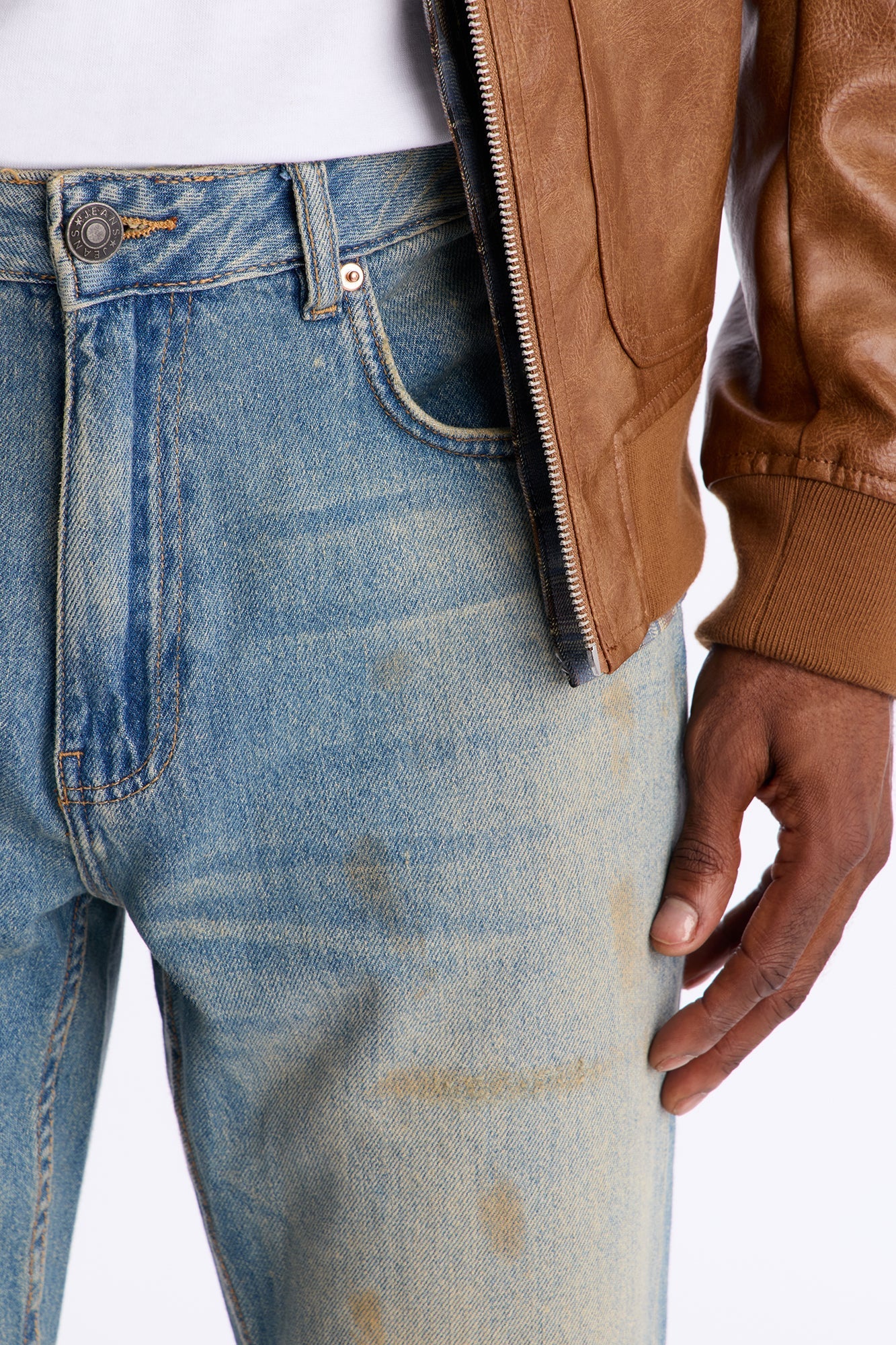 Stacked Slim Flare Stare Slit Jean - Vintage Blue Wash