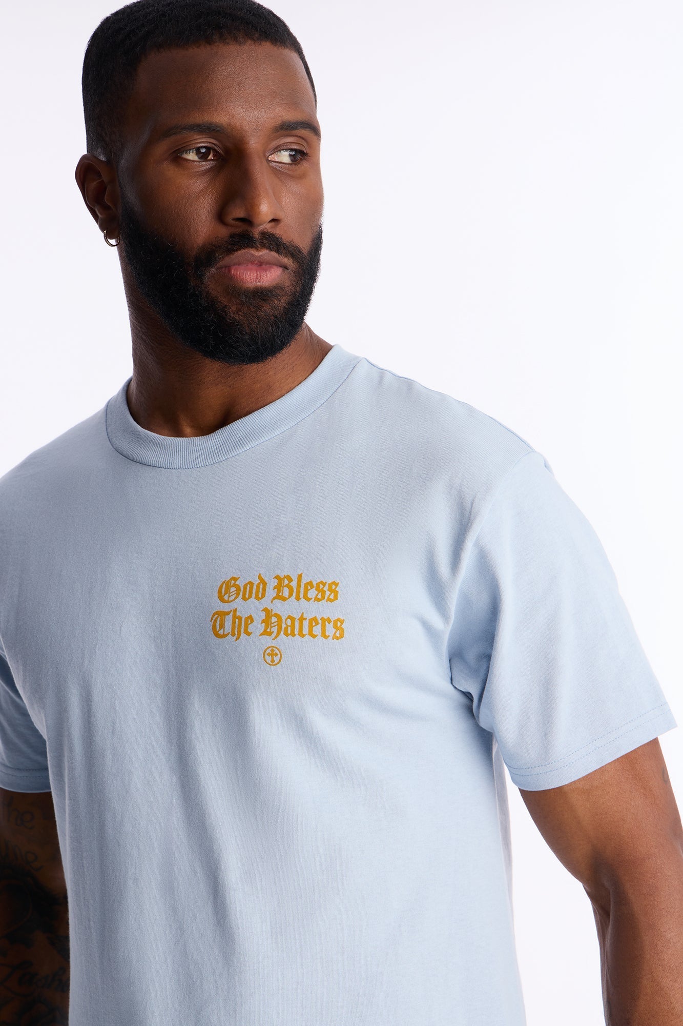 God Bless Whoever Hating On Me Short Sleeve Tee - Light Blue
