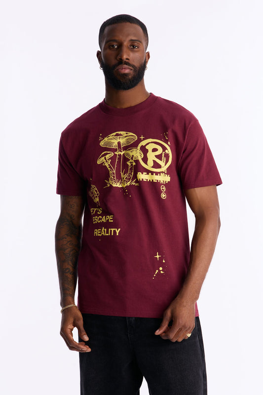 Lets Escape Reality Short Sleeve Tee - Burgundy