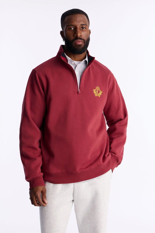 First Class Quarter Zip Sweatshirt - Burgundy