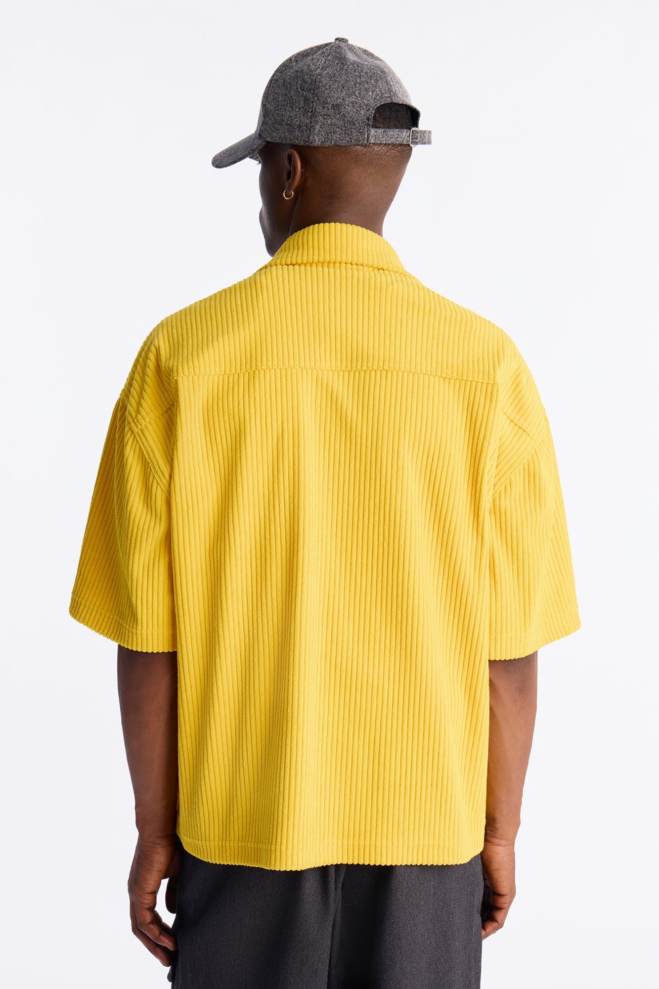 Ultra Oversized Corduroy Button Up Shirt - Yellow