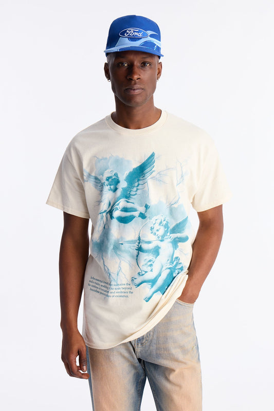 Angelic Archers Oversized Short Sleeve Tee - Cream