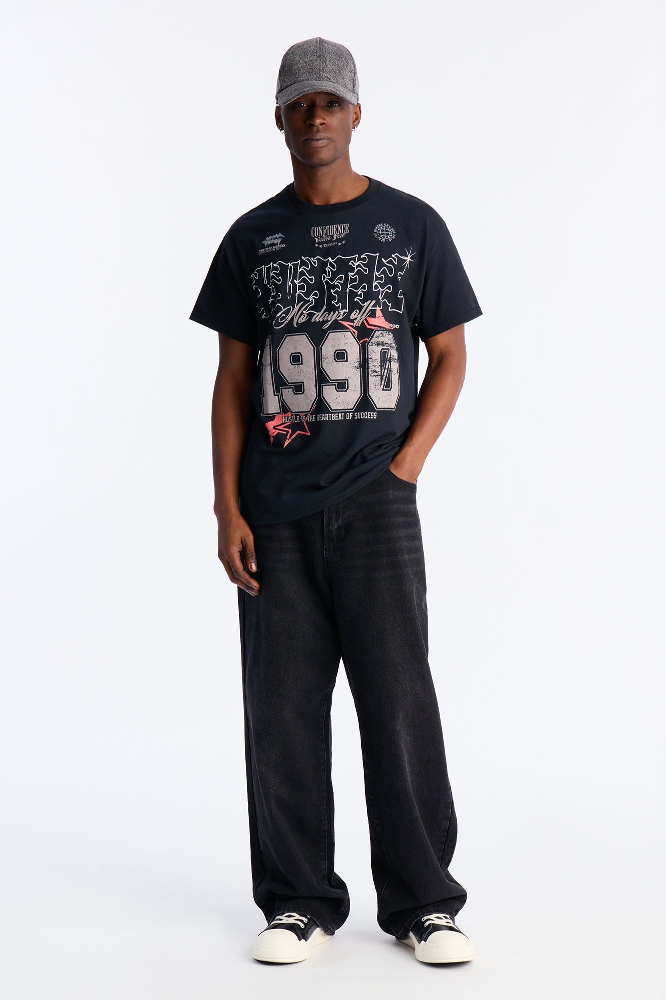 Hustle No Days Off Oversized Short Sleeve Tee - Black