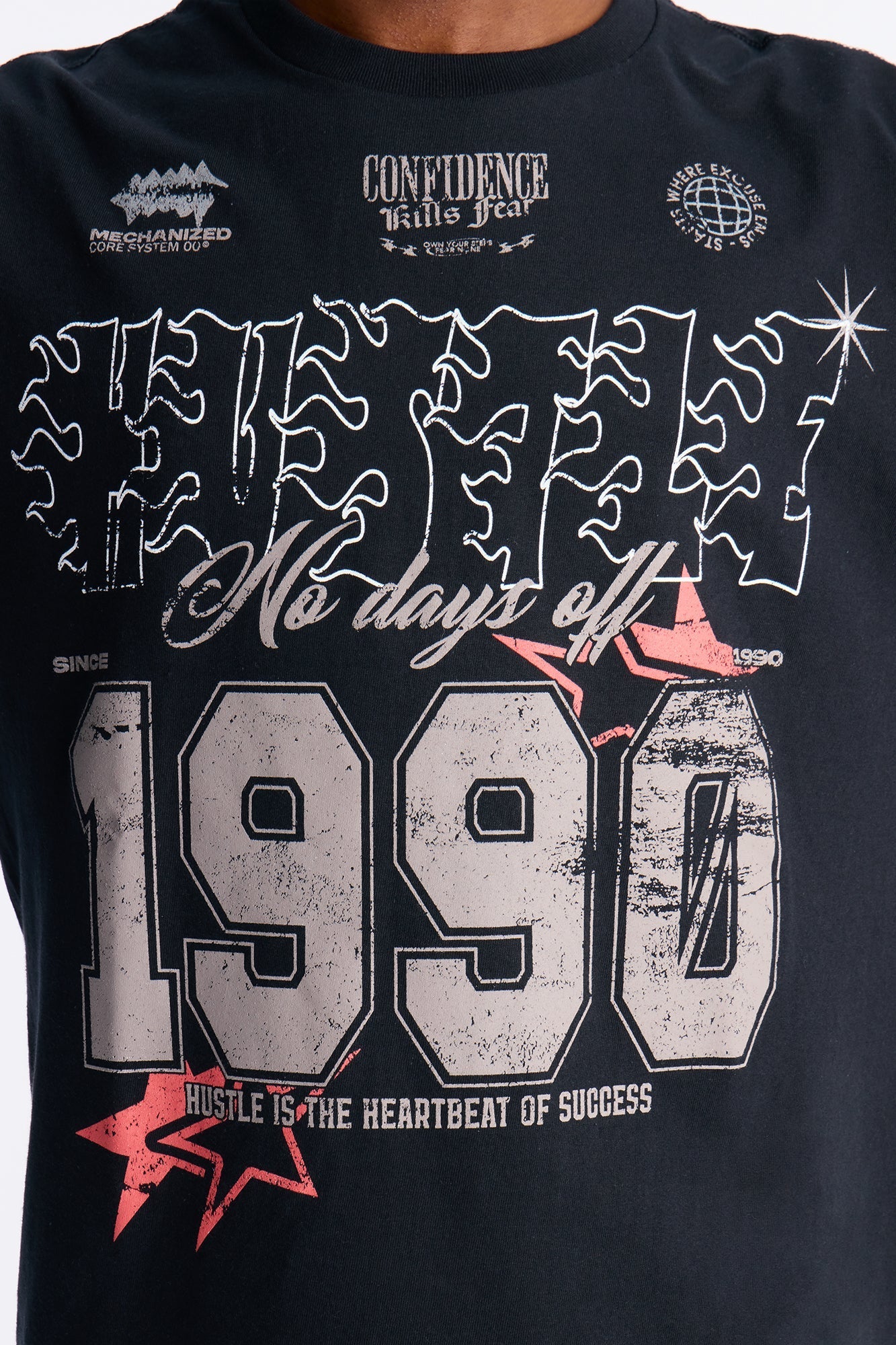 Hustle No Days Off Oversized Short Sleeve Tee - Black