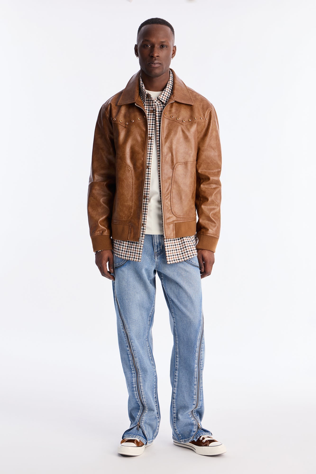 Straight Flare Zip Me Up Jean - Light Blue Wash